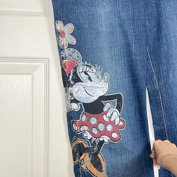 Vintage Disney Minnie Mouse Painted Jeans Womens 10 Blue Mid Rise Distressed - Picture 13 of 16